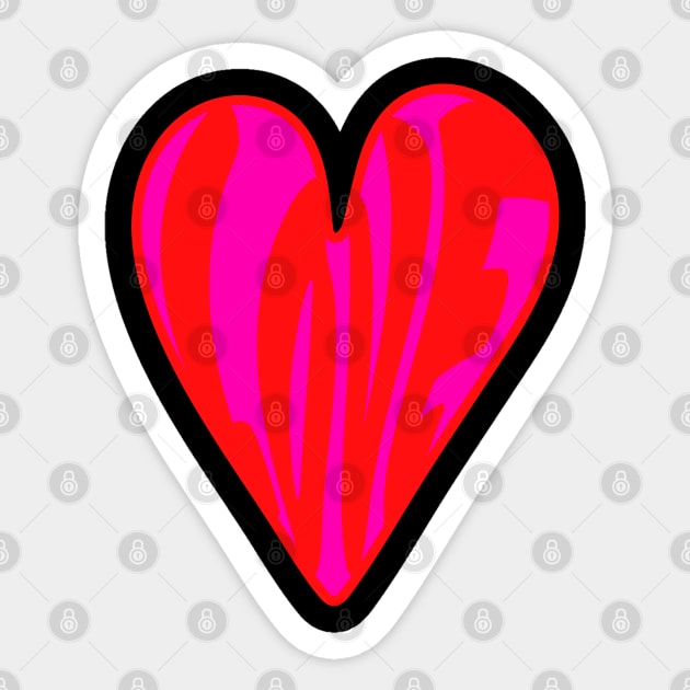 Hippie Style Love Heart, Red and Pink Sticker by Designs by Darrin